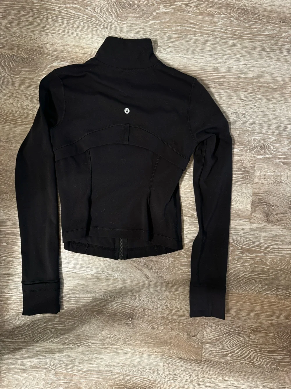 Lulu Black Zip-Front Define jacket and matching dress.